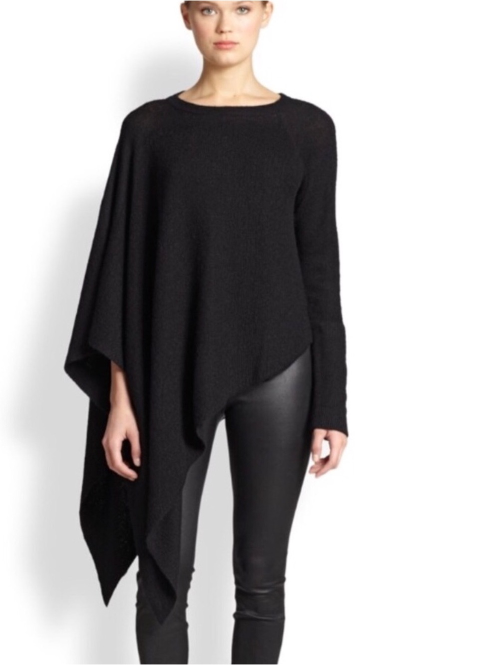 Helmut Lang Size Small Black Asymmetrical Alpaca Poncho Sweater Cozy Designer